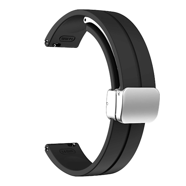 Silikonarmband för Garmin Lily 2 med Magnetisk Vikbar Spänne Black Silver Buckle