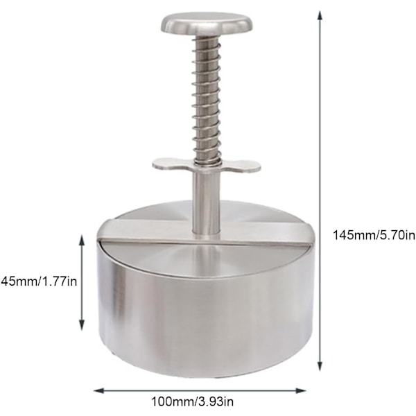 Justerbar hamburgarepress Hamburger Patty Maker med fjäderknapp, rostfritt stål Non-Stick Stuffed Hamburger Press Maker 8cm