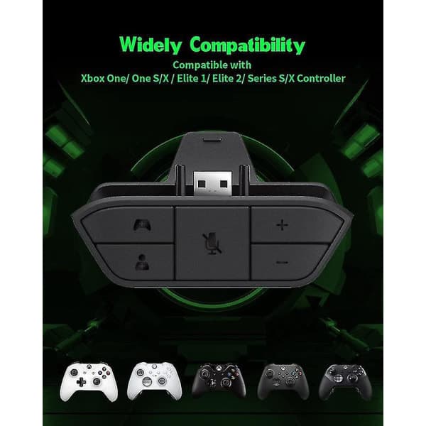 Stereo Headset Adapter Lyd Mikrofon Hodetelefon Konverter for Xbox Juster Lydbalanse