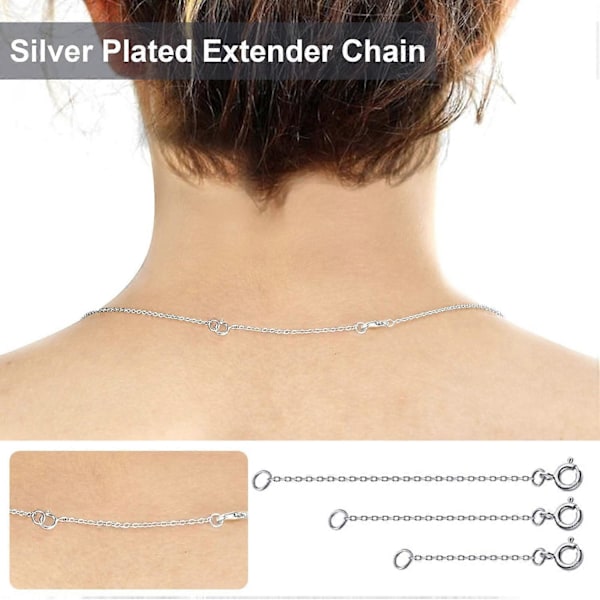 Förlängningskedja för Halsband med Fjäderlås 3/5/8CM Silverpläterad Starkt Och Robust Halsband DIY Kit Silver 8