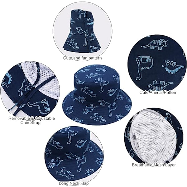 Barne Solhatt, UV-beskyttelse Strandlue Barn Bucket Hat Sommerhatt for Småbarn Gutter Jenter
