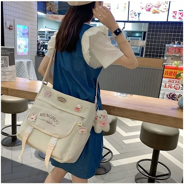 Kawaii Crossbody Väska för Flickor Tote Splicing Färg Skolryggsäck Japansk Skolryggsäck Estetisk Ryggsäck