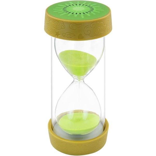 Frugtformet Timeglas Timer, Sikker Farverigt Gennemsigtigt Timeglas med Beskyttelseslåg Base til Hjem, Skrivebord, Køkken, Madlavning, Tidsstyring Kiwi