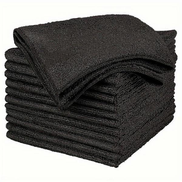 12-pack rymdtema ultrafina mikrofiberdukar - Ränderfria, mångsidiga rengöringsunderverk, elegant utan ansträngning Black 12 PK