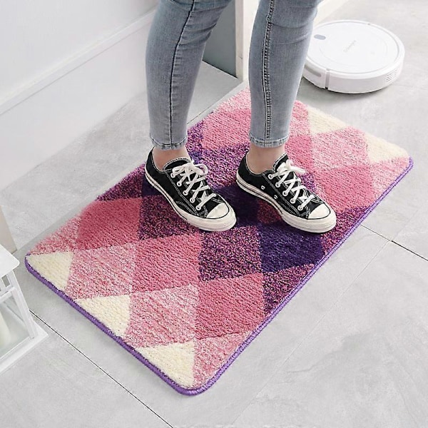 Bade Måtte Skridsikker Absorberende Brusebad Badeværelse Tæppe Flocking Maroon 50*80cm
