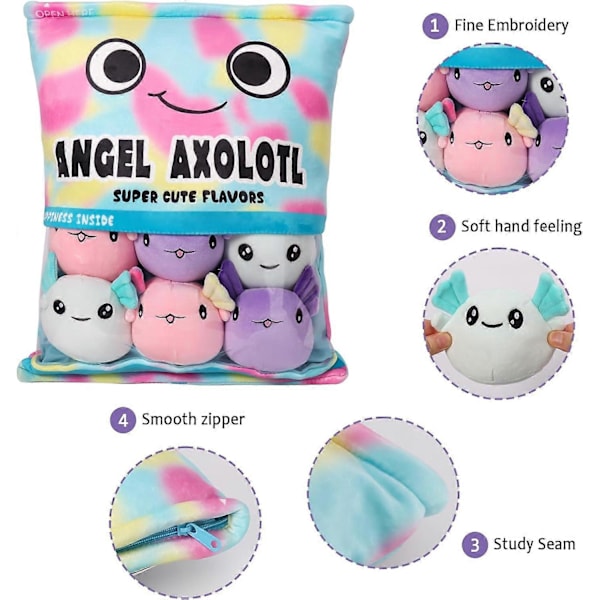 Sööt Snäkkipillow Bunny Plussityyny, Kawaii Kanin Pudding Tyyny Kanin Nukkeilla, Irrotettavat Täytetyt Eläimet Leikkikaluja Luova Lahja Lapsille 6 Multicolorured Axolotl -