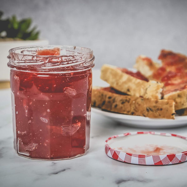 Glas syltetøjsglas | Sæt med 12 | Bred mund 380 ml glasbeholderkrukker lufttætte sylteglas | Hjemmelavet syltetøj, marmelade og chutneykrukke