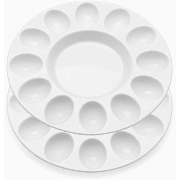 Fylld Äggbricka - Vit Keramik Porslin 12 Koppar Ägg (2-pack) Serveringsbricka Cateringfat för Hårdkokta Fyllda Ägg, Påskäggshållare & Efterrätter