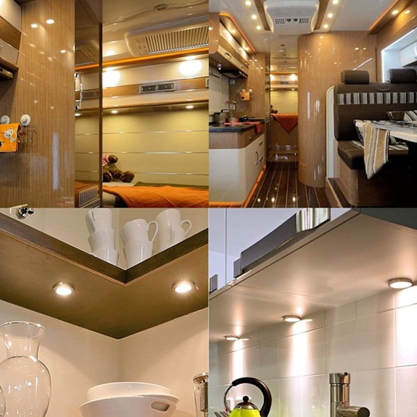 6 stk. Indvendige LED-spotlys 12V 3W Indbygget loftslys til RV Camper Van Caravan Båd Varm hvid