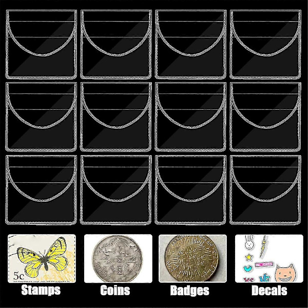 150 st Enkel Ficka Mynt Flip Myntfickor Hållare Klar Pvc Myntskydd Plast Mynthållare (5,5 x 5 cm Fyrkant)