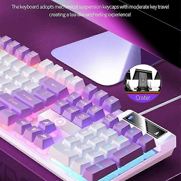 YINDIAO K500 Bakgrunnsbelyst Ledningsbasert Spilltastatur Atmosfærisk Lys Hjemme Datamaskin Tastatur Multicolor Style H