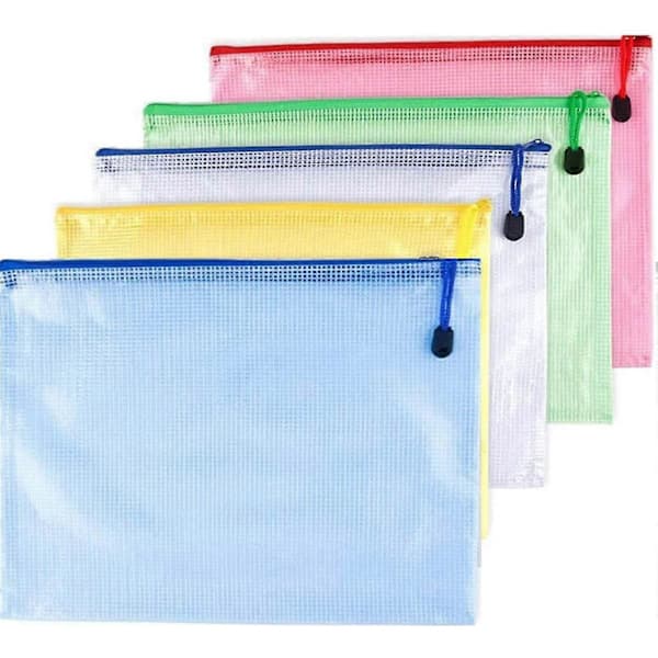 10-pack Mesh Blixtlåspennfodral A4-storlek - Vattentät Kontorsmaterialorganisatör, Rivtålig Plast