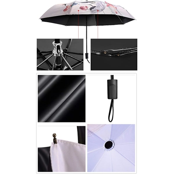 Solparaply til kvinder UV-beskyttelse Paraply Dame Sammenklappelige Paraplyer Lille Letvægts 210T 8 Bones Parasols