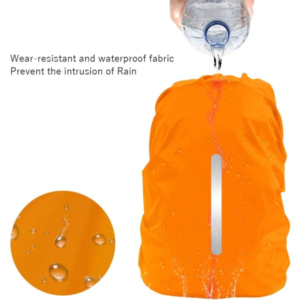 2 stk vandtæt regnslag til rygsæk, reflekterende regntæt beskyttelse til anti-støv og anti-tyveri M 26L-40L Black and orange