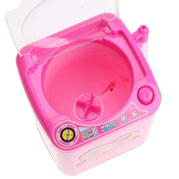 Mini Makeup Børste Renser Enhed Simulation Automatisk Rengørings Vaskemaskine til Svamp og Pudderkvast Legetøj Pink
