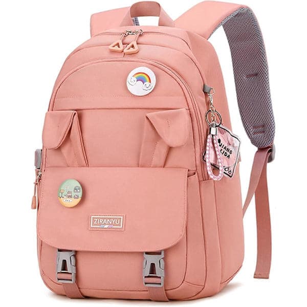 1 st Skolväskor för flickor, Ryggsäck Kvinnor Vattentäta Bokväskor med Laptopfack & Stöldskydd Vardagsryggsäckar Rosa Pink