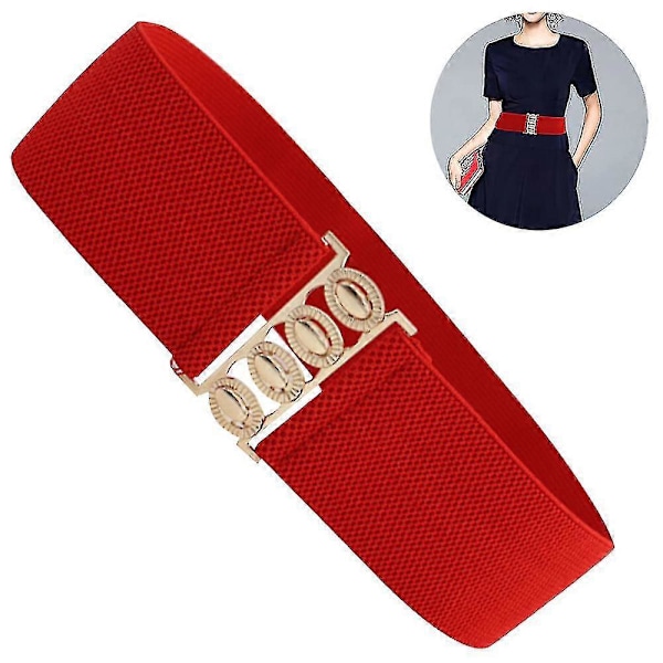 Brett Elastiskt Midjebälte med Spänne, Retro Stretch Red