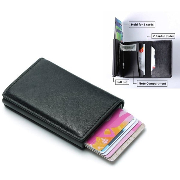 RFID-Safe leather jacket card holder pushes forward 8 cards m o sed