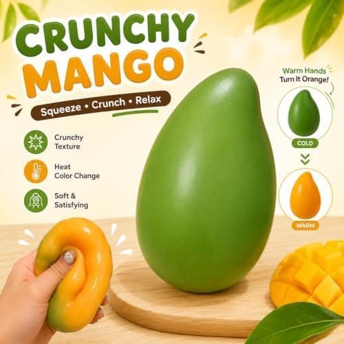 Knaprig Mango Squishy ASMR Pärlfylld Realistisk Mat Stressboll Klämbar Formbar Slushy Asmr Realistisk Taba Handgjord Icke-studsande Klibbig Mango