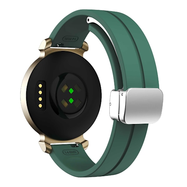 Silikonarmband för Garmin Lily 2 med Magnetisk Vikbar Spänne Pine Needle Green Silver Buckle