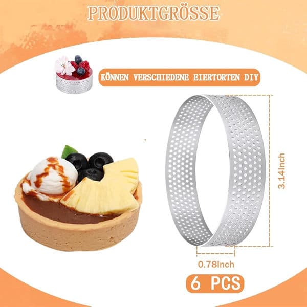 Kakeform - 6 stk - Ø 8cm*2cm*0.8mm - Rustfritt stål - Kakeform