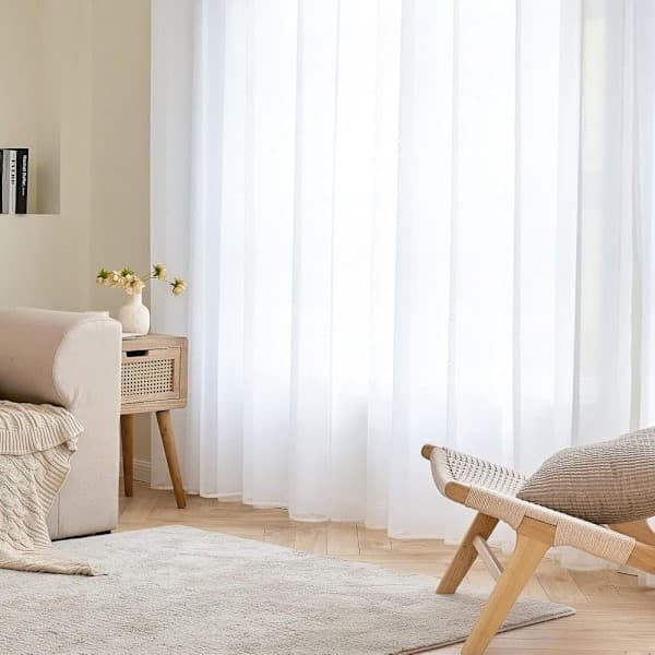 2-pack Transparenta Voile-gardiner med öljetter, 140x225 cm, för vardagsrum och sovrum Vit 140*270cm