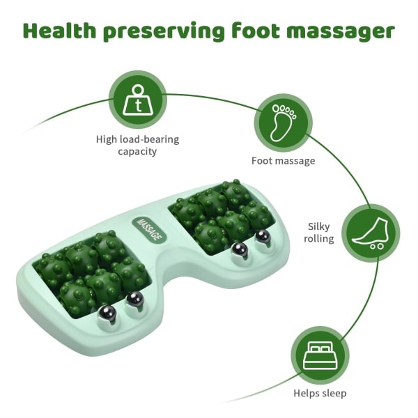 Fotvals för Plantar Fasciit Dubbel Fotmassagevals Akupressur Avkoppling Fotmassager Tryckavlastning Reflexologi Verktyg (Grön)