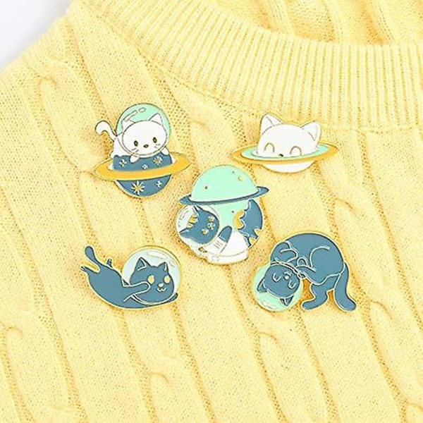 Kat og blå kanin dyrepin, personlig animeret emaljepinsæt, broche, revers, spænde, hat, tøjtilbehør, julegave