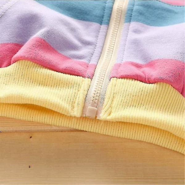 Hettegenser Langermet Regnbue Sweatshirt Uformell Glidelås Hettegensere Barn Jenter - Perfet Light rainbow