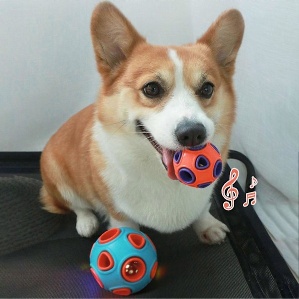 Hundboll med Klockljud Gummi Studsboll Tuggmotstånd Tandstädning Anemone Interaktiv Boll för Valpar Små Mellanstora Hundar Interaktiv Pl Blue C