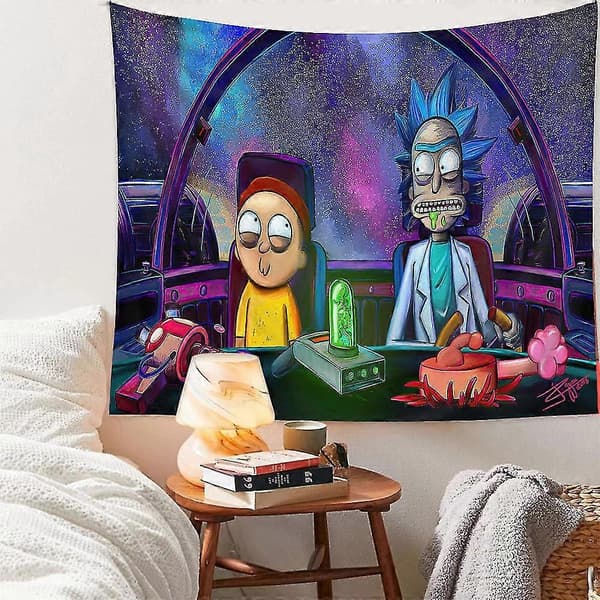 Rick And Morty Tema Gobeläng Sovrum Väggbonad Tapeter Dekoration B 150*200CM