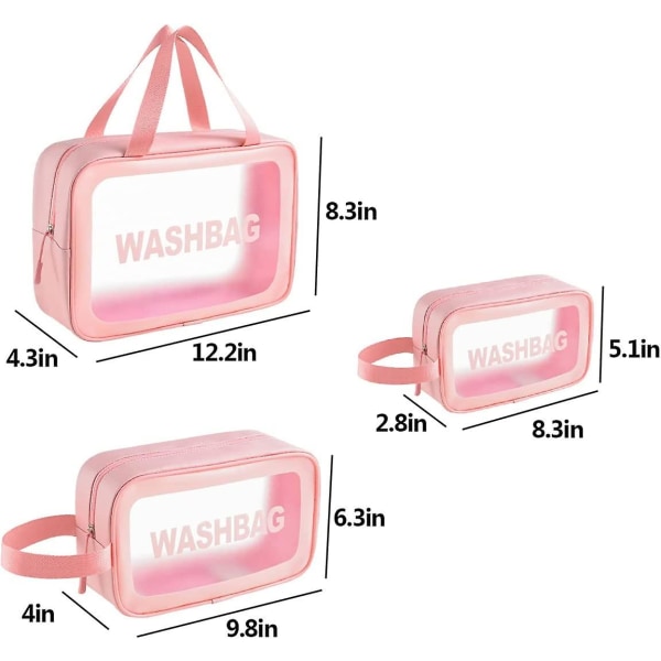 Crday Clear Toilettaske, 3 Stk Makeup Kosmetiktaske Transparent Travel Wash Bag Gave