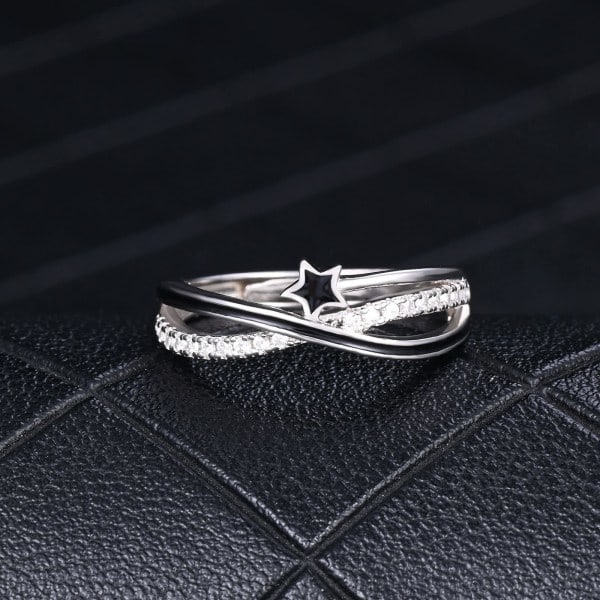 Damen 925 Sterling Silber Öffnerring Sterne Unendlichkeitsymbol Verstellbarer Ring mit Zirkonia, Silber