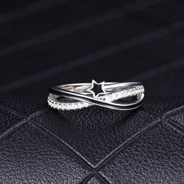 Damer 925 Sterling Silver Öppningsring Stjärnor Oändlighetssymbol Justerbar Ring med Zirkonia, Silver