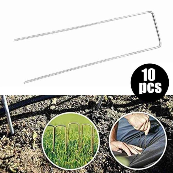U-formede teltpløkker Galvaniseret Sikring af jorden Staple's Garden 1 silverA 10CM