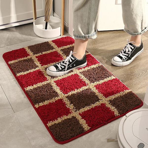 Bade Måtte Skridsikker Absorberende Brusebad Badeværelse Tæppe No.b2 Red 50x80cm