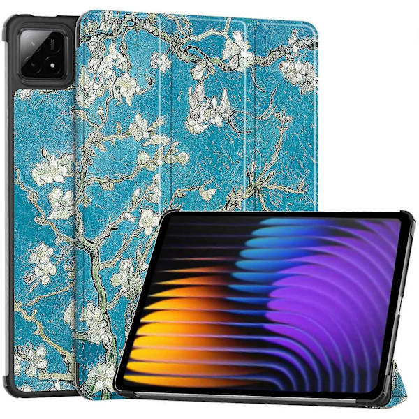 Til Xiaomi Pad 7 Pro/Pad 7 Etui Mønsterprint Læder Stand Tablet Cover - Abrikosblomst Multicolor Apricot Blossom