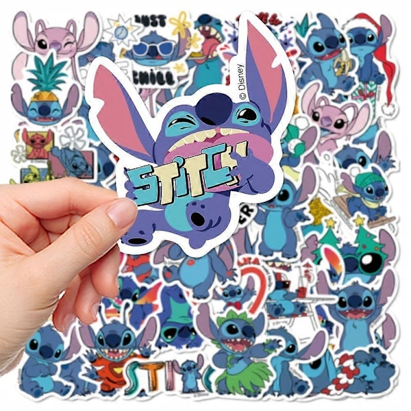 50 kpl Disney Lilo & Stitch vedenpitäviä tarroja - Kestäviä PVC-tarroja kannettaville tietokoneille, vesipulloille, puhelimille ja muille
