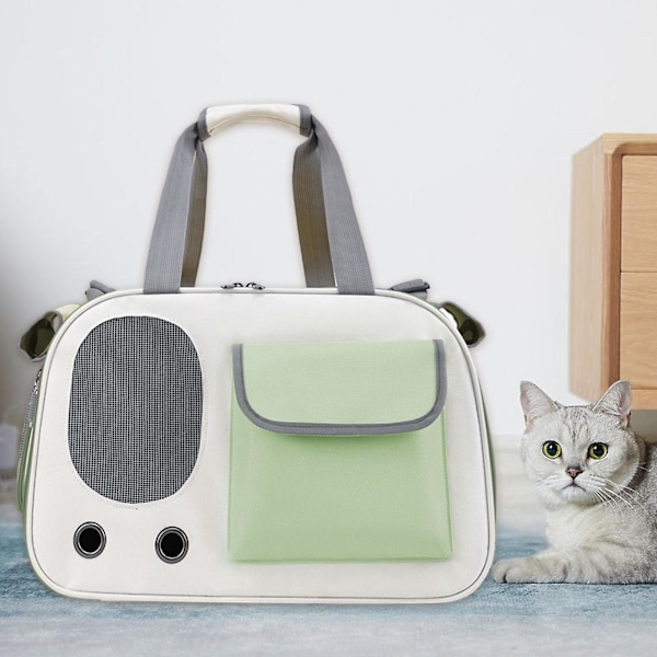 Resväska för husdjur, kattbur med rullgardinsdesign, justerbar rem, bärväska för hemmabruk och utomhusbruk, presenter Green As shown