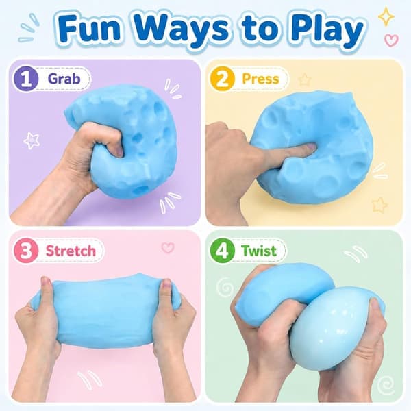 3,15-tommer Jumbo Ost Squishy Legetøj, Langsomt-stigende Dejfidget og Blød Sensorisk Stressaflastningskube til Børn