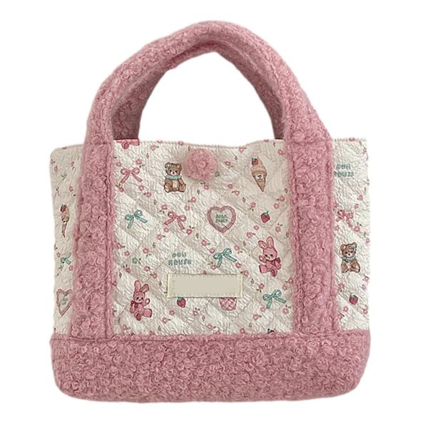 Dame Stor Kapacitet Hverdagstaske Tegneserie Bjørn Mor Taske Mode Håndtasker All-Matching Shopping Taske Tegneserie Top Håndtag Taske Lace pastry