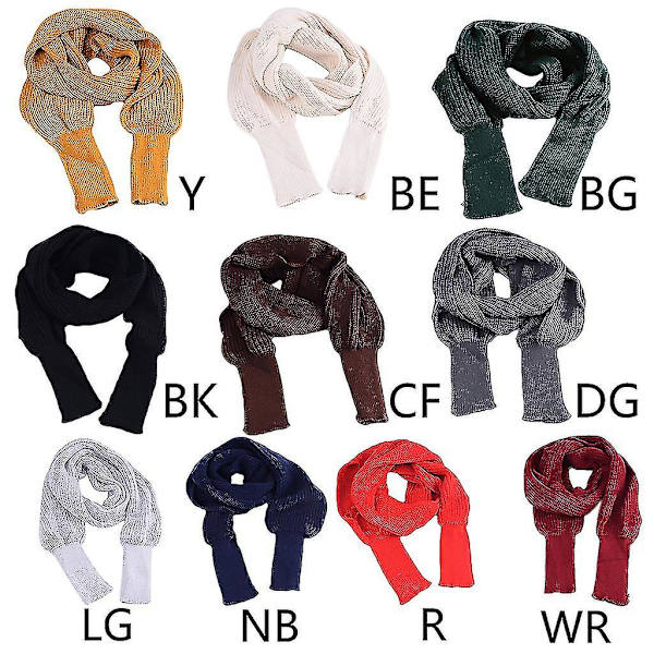 Vinterstrikket pledd med lange ermer for kvinner - Sjalwrap med ermer - Ensfarget heklet genser skjerf - Multifunksjonell poncho kappe halsvarmer Z