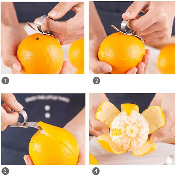 Appelsinskræller, 4 stk. 2 pakke rustfrit stål appelsinskræller værktøj bærbar køkken gadget til citron og shaddock frugt skræller