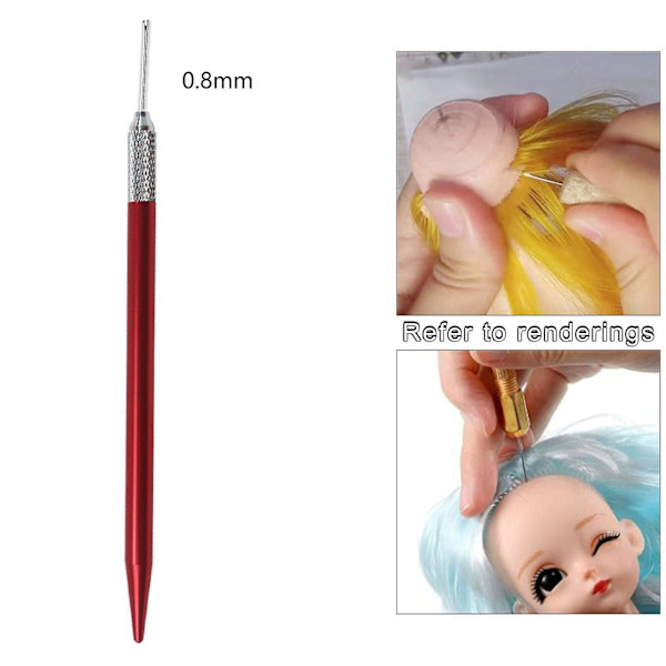 Dukkhårets Rerooting Verktyg För Dukkhår DIY Tillbehör Nybörjare Flickor 1x0.8mmnål 1x Stång
