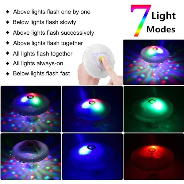 Flytende LED-badekarlyslampe for bad, diskotek, dam, svømmebasseng, barneleker, 7 moduser assortert farge batteridrevet