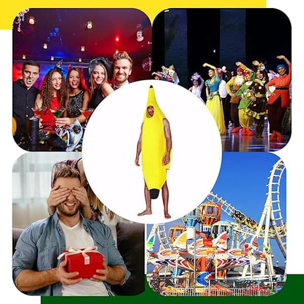 Banankostume til voksne og børn, nemt gruppekostume til Halloween, julefester
