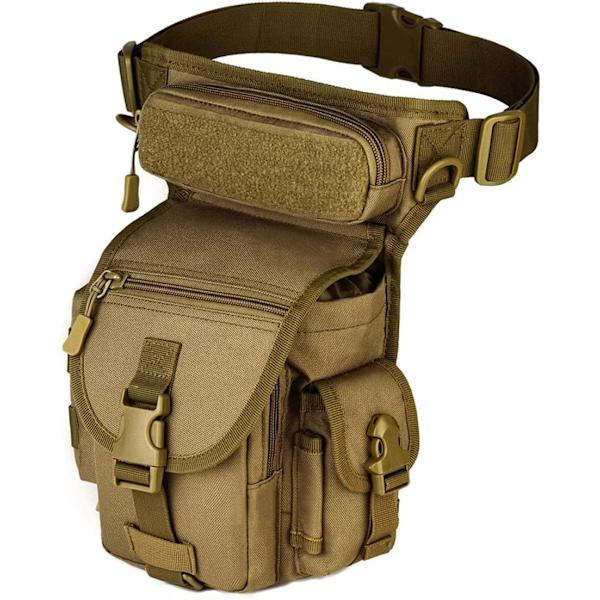 Militär Taktisk Drop Leg Bag Cross Over Leg Rig Lår Pack Midjeväska för Motorcykel Cykling Ridning Utomhus Camping Vandring brown