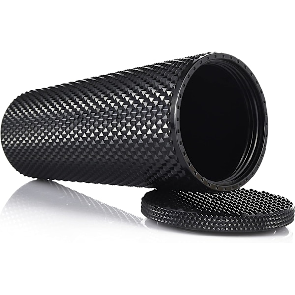 Studded Tumbler med lokk og sugerør, gjenbrukbar kopp med sugerør lokk, plast vannflaske, iset kaffe reisekrus kopp - Svart