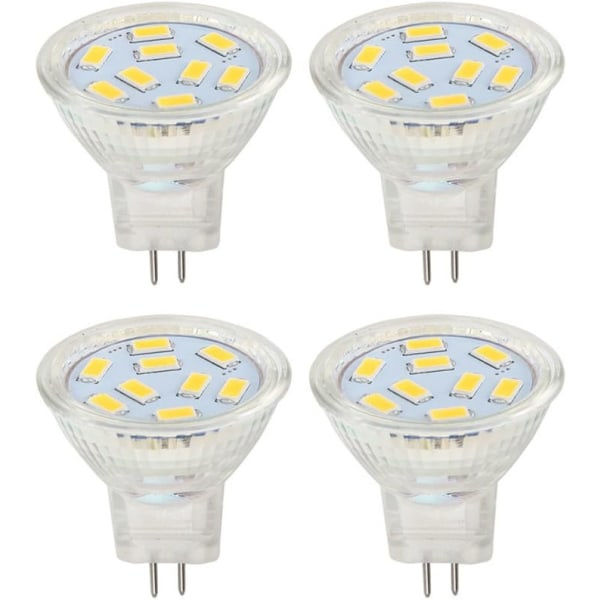 LED MR11 pærer 2W 12V, GU4 varm hvid 3000K, 20W halogenækvivalent, MR11 G4/GU4.0 LED-pære (pakke med 4)