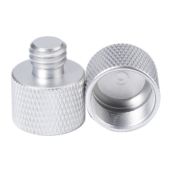 2x Mikrofonstativadapter 5/8 Hon till 3/8 Han Trådad Stativfäste Skruvadapter Combo Pack för Mikrofonfäste & Stativ Silver Color